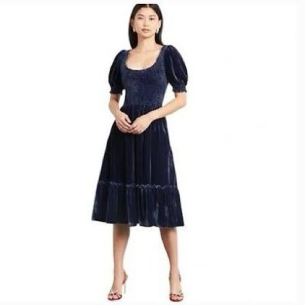 Hill House Midnight Blue Velvet Louisa Dress - S
